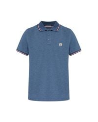 Moncler Blue Polo With Logo Patch for men