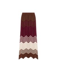 Akep Red Long Skirt With Lurex Thread
