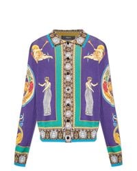 Versace White Silk Cardigan With Print for men