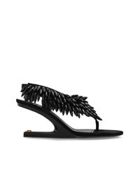 Balmain Black Wedge Sandals With Appliqués