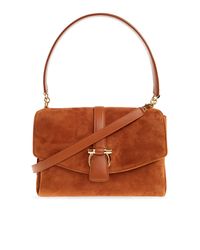 Ferragamo Brown Suede Shoulder Bag