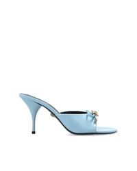 Versace Blue Heeled Mules 'Opera Bow'