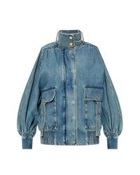 Zimmermann Blue Oversized Denim Illustration Jacket