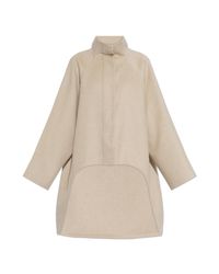 Alaïa Natural Wool Coat With Asymmetric Cut