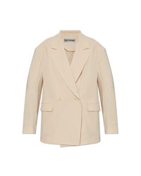 Issey Miyake Natural Double-Breasted Blazer