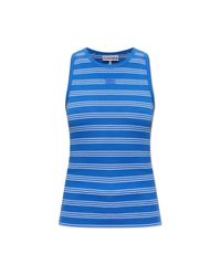 Ganni Blue Top With A Striped Pattern