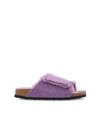 Birkenstock Purple "Solana Shearling" Slides