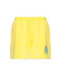 Balenciaga Yellow Shorts With Logo for men