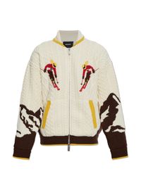 DSquared² White Wool Cardigan With Decorative Knit for men