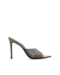 Black Suede Studio White Heeled Mules "Bella"