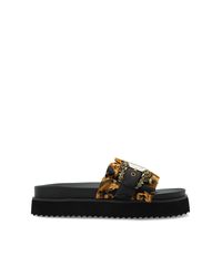Versace Jeans Couture Black Platform Slides