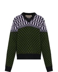 Marni Green Wool Sweater With Pattern for men