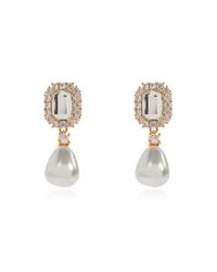 Self-Portrait Metallic Earrings With Shimmering Crystals