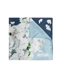 Moschino Blue Silk Scarf With Print
