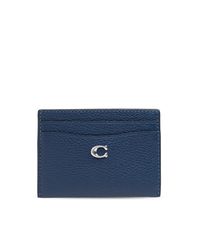 COACH Blue Card Case With Logo