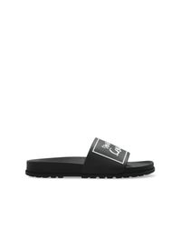 Versace Jeans Couture Black Rubber Slides With A Raised Logo