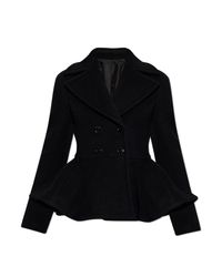 Alaïa Black Short Coat With Peplum