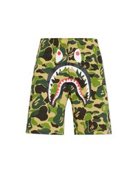 A Bathing Ape Green Printed Shorts for men