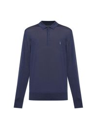 AllSaints Blue "Mode" Polo-Type Sweater for men