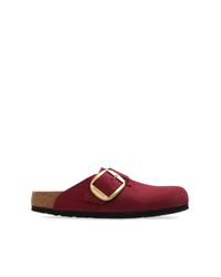 Birkenstock Red 'Boston Big Buckle' Slides