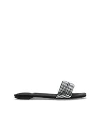 Alexander Wang White Slides With Shimmering Crystals