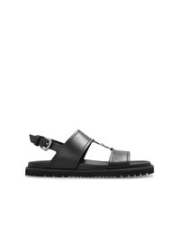 Versace Black Leather Sandals for men