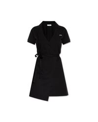 Lacoste Black Wrap-Over Dress With Logo