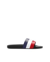 Moncler White Rubber Slides 'Basile' for men