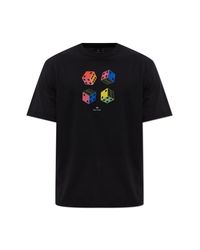 Paul Smith Black T-Shirt With A Colorful Print for men