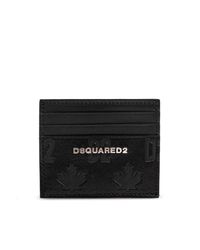 DSquared² Black Leather Card Holder With Logo for men