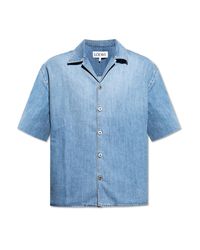 Loewe Blue Denim Shirt With Short Sleeves for men