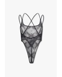 DIESEL Gray 'ufby-brita-l' Lace Bodysuit