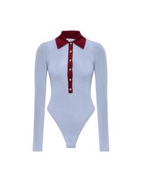 Self-Portrait Blue Long Sleeve Bodysuit