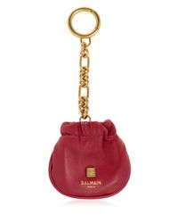 Balmain Red Leather Keychain