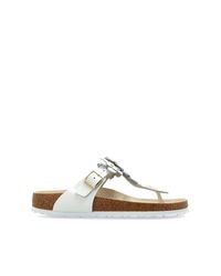 Birkenstock White Gizeh Flower Embellishment Flip-Flops
