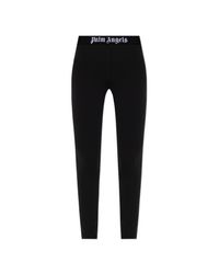 Palm Angels Black Leggings With Logo