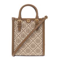 Tory Burch Natural 't Monogram Jacquard Mini' Shoulder Bag