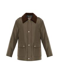 Maison Margiela Brown Jacket With Fur Collar for men