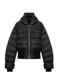 Rick Owens Black Quilted Jacket With Hood for men