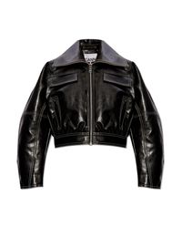 Ganni Black Jacket From Faux Leather,