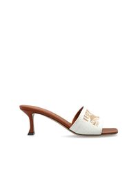 Ferragamo White Heeled Mules