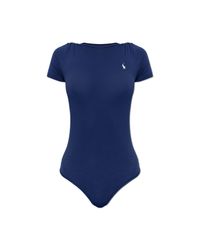 Polo Ralph Lauren Blue Lingerie Bodysuit With Logo