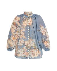 Zimmermann Blue Shirt With Floral Motif