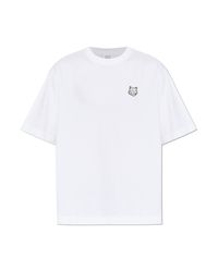 Maison Kitsuné White T-Shirt With Logo Patch for men
