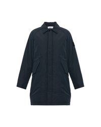 Stone Island Blue Insulated Coat With Logo Patch for men