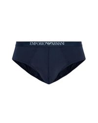 Emporio Armani Blue Briefs With Logo for men