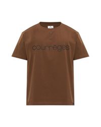 Courreges Brown T-Shirt With Printed Logo for men