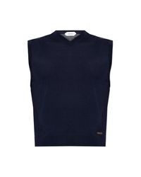Versace Blue Wool Sleeveless Top for men