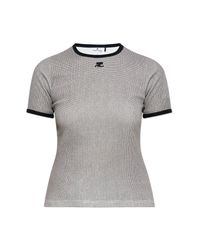 Courreges Gray Top With Houndstooth Pattern