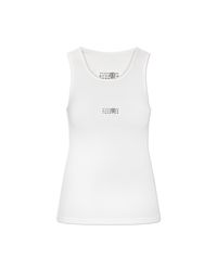 MM6 by Maison Margiela White Ribbed Sleeveless Top